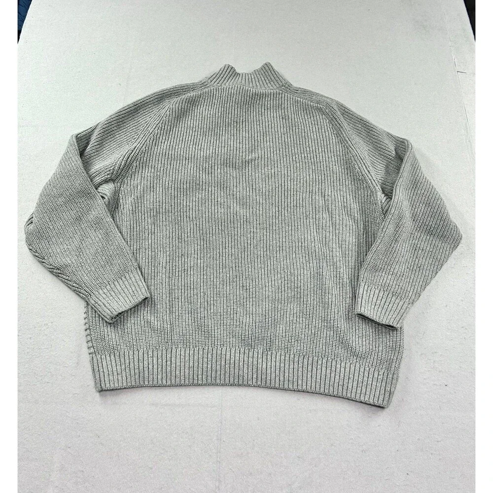 Duluth Burly Retirement Button Mock Sweater Men's Gray Pullover Heavy Waffle